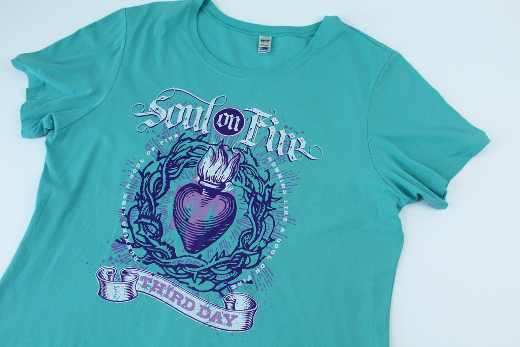 Third Day Ladie's Soul On Fire Purple Heart Insignia Vintage T-Shirt