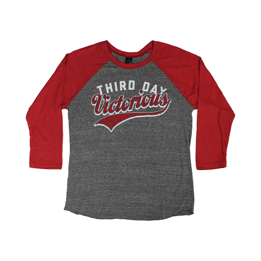 third day victorious vintage baseball tee grey red